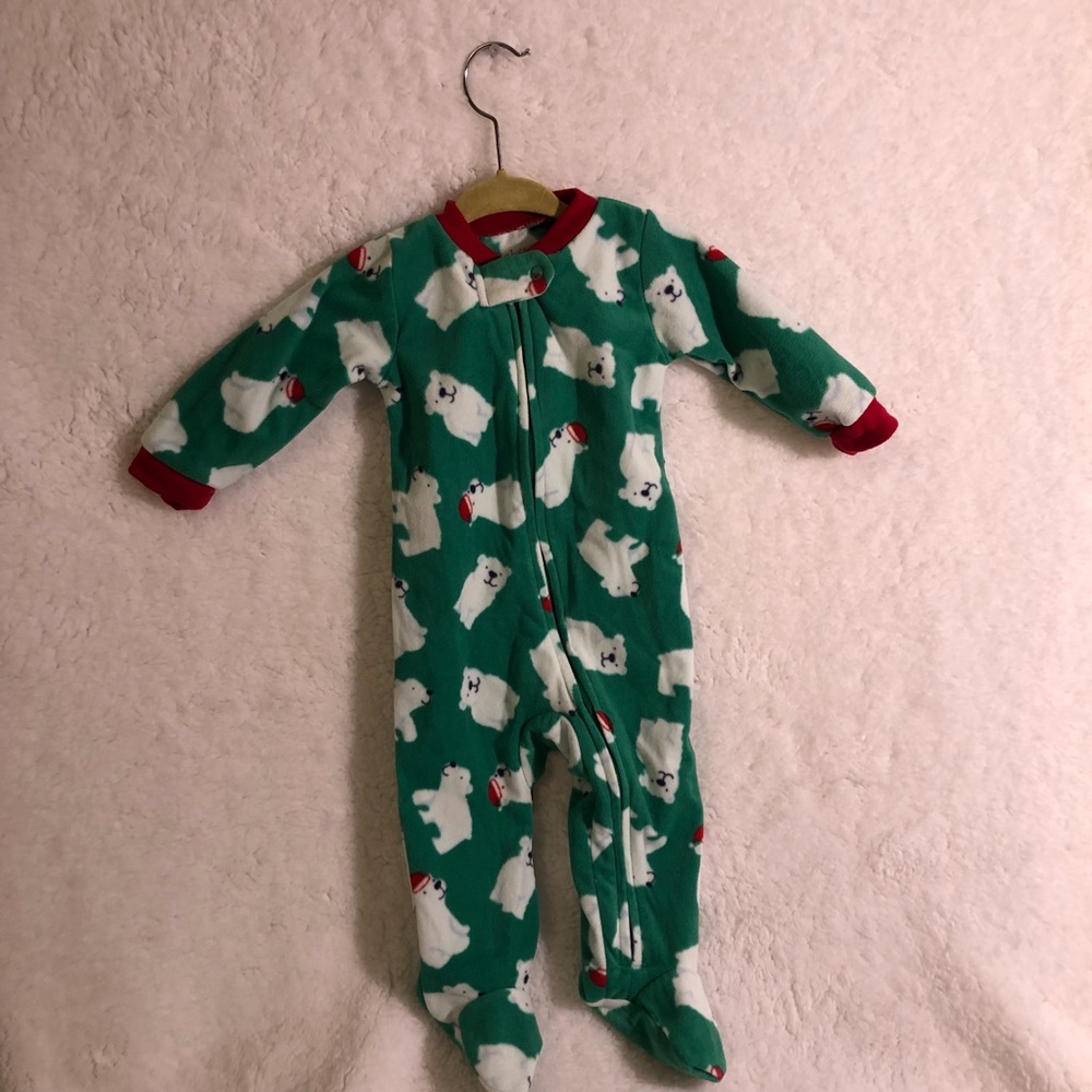 Carter’s Child of Mine Polar bear footed Xmas pjs